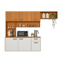 Ver imagem 1 de Armário Cozinha Suspensa Compacta Completa Manu 6 Portas 1 Gaveta Freijo Ripado Off White Poliman