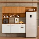 Ver imagem 4 de Armário Cozinha Suspensa Compacta Completa Manu 6 Portas 1 Gaveta Freijo Ripado Off White Poliman