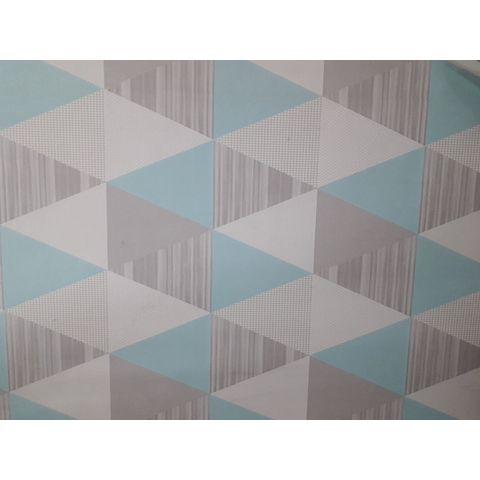 Papel de Parede Vinilico - Geometrico Triângulo Cores Variada- Cores Azul\cinza\branco - Medida 0.53
