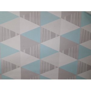 Papel de Parede Vinilico - Geometrico Triângulo Cores Variada- Cores Azul\cinza\branco - Medida 0.53