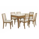 Ver imagem 2 de Conjunto Sala de Jantar Mira Premium Madeira Maciça C/ Tampo Madeirado C/ Vidro 160x90cm e 6