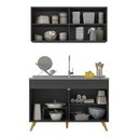 Ver imagem 6 de Armário de Cozinha Compacta 120cm Veneza Multimóveis V2141 Preto/Dourado