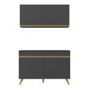 Ver imagem 7 de Armário de Cozinha Compacta 120cm Veneza Multimóveis V2141 Preto/Dourado