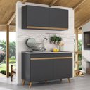 Ver imagem 3 de Armário de Cozinha Compacta 120cm Veneza Multimóveis V2141 Preto/Dourado