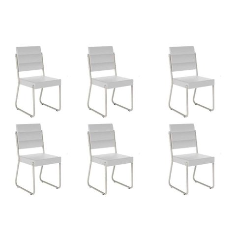 Cadeira Sala de Jantar 1736 Kit 6 Uni Prata/courino Branco - Carraro