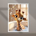 Ver imagem 2 de Quadro Banheiro Infantil - Girafinha Baby 24x18cm - com Vidro:moldura Branca