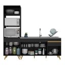 Ver imagem 6 de Armário de Cozinha Compacta 212cm Veneza Multimóveis V2078 Preto/Dourado