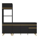 Ver imagem 7 de Armário de Cozinha Compacta 212cm Veneza Multimóveis V2078 Preto/Dourado