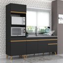 Ver imagem 3 de Armário de Cozinha Compacta 212cm Veneza Multimóveis V2078 Preto/Dourado