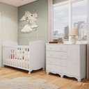 Ver imagem 1 de Quarto de Bebê Berço Americano e Cômoda 1 Porta 100% MDF Mimo Espresso Móveis Branco Brilho