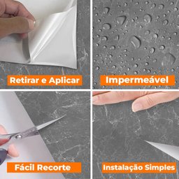 Papel de Parede Adesivo Lavavel Marmore Cinza Escuro Open Star 32955 - 2