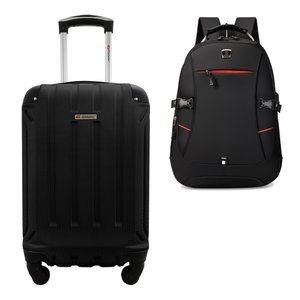 Kit Mala de Viagem Bordo Tamanho Pp Rígida em Abs Cadeado Segredo Rodas 360º Gladiador A5mb2 com Moc