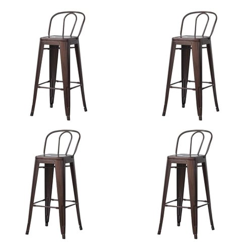 Kit 4 Banquetas Altas Anm6990b Iron Tolix Titan Anima Office Encosto Alto Bronze
