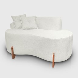 Kit Sofá Orgânico Feijão com Poltrona Pé de Madeira Bouclé Minimalista - 4