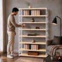 Ver imagem 3 de Estante Multiuso Organizador Livreiro Estilo Industrial 180x160 Branco Natural
