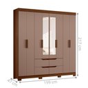 Ver imagem 5 de Guarda Roupa Casal Closet Eight Mirror Wide 4 Gavetas 10 Prateleiras MDP 199cm Nogueira-Cappuccino
