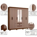 Ver imagem 4 de Guarda Roupa Casal Closet Eight Mirror Wide 4 Gavetas 10 Prateleiras MDP 199cm Nogueira-Cappuccino