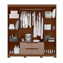 Ver imagem 2 de Guarda Roupa Casal Closet Eight Mirror Wide 4 Gavetas 10 Prateleiras MDP 199cm Nogueira-Cappuccino