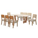 Ver imagem 2 de Conjunto Sala de Jantar Mesa 180cm com 8 Cadeiras Liz Bege/Cinamomo/Off White