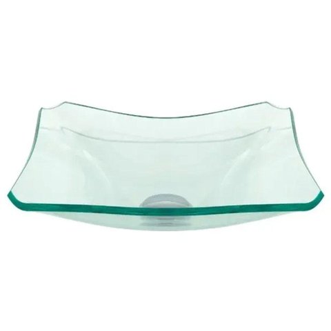 Cuba de Vidro Quadrada Chanfrada 30cm Jateada
