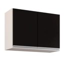 Ver imagem 3 de Kit 2 Armários Aéreo de Cozinha Lavanderia 02 Portas Eva Branco e Preto 80 cm - D’Rossi