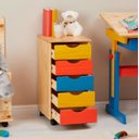 Ver imagem 1 de Gaveteiro Escritório Madeira Maciça 5 Gavetas Rodízios Lagos Colorido