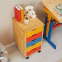 Ver imagem 5 de Gaveteiro Escritório Madeira Maciça 5 Gavetas Rodízios Lagos Colorido