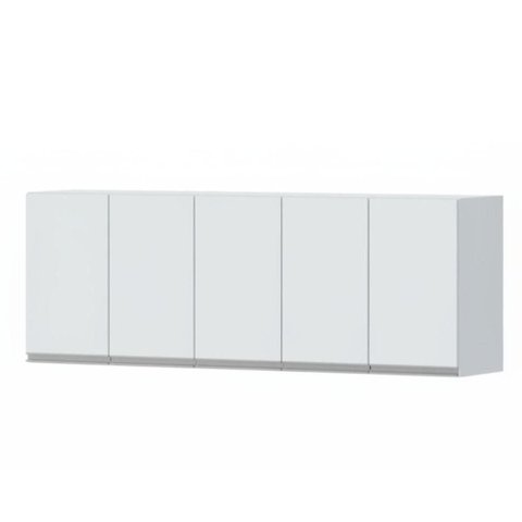 Armário Aéreo Natal 150cm 5 Portas MDF Porta de Bater Branco Milani Movelaria