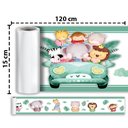 Ver imagem 1 de Faixa Decorativa Papel Parede Infantil Animais Carro - Cor Verde