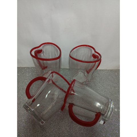 Kit 04 Xícaras Formato Coração Cappucino/ Café/ Chá 240ml