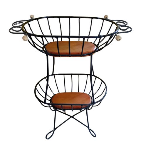 Fruteira 2 Andares Oval Pequena:preto