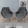 Kit 2 Poltronas Decorativa Glória - Veludo Chumbo - 1
