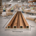 Ver imagem 2 de Painéis Ripados Wpc 18mm Freijó 280x16cm - Revestimento Decorativo Parede Sala Quarto Cozinha