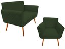 Ver imagem 1 de Kit Namoradeira + 1 Poltrona Decorativa Sabrina Suede Verde Pés Madeira Mz Decor