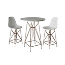 Ver imagem 1 de Jogo Mesa Bistrô Eames Branca 60Cm 2 Banquetas Branca Base Ferro Cobre - Cor: Branco