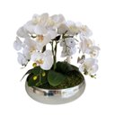 Ver imagem 1 de Arranjo 4 Flores De Orquídeas Brancas Vaso Prateado Grande