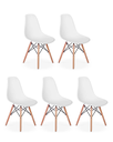 Ver imagem 1 de Kit 5 Cadeiras Brancas Eiffel Charles Eames Dkr – Base de Madeira – Sala de Jantar, Cozinha, Escritó