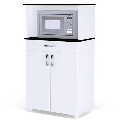 Balcão Cozinha Micro-ondas Multiuso Carina 2 Portas e 1 Gaveta Flex Branco - Desk Design