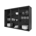Ver imagem 2 de Armário Aéreo Cozinha Bariloche 3 Portas com Vidro 100% MDF 6225.26 Chumbo - Indekes