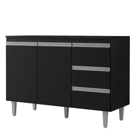 Balcão Gabinete Cozinha Andreia 100cm 2 Porta S-t Ajl Móveis Preto
