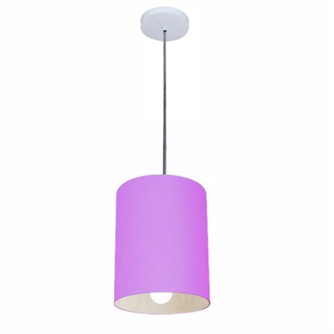 Lustre Pendente Cilíndrico Vivare Md-4200 Cúpula em Tecido 14x15cm - Bivolt Lustres Vivare Lilás 110