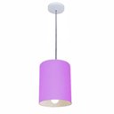Ver imagem 1 de Lustre Pendente Cilíndrico Vivare Md-4200 Cúpula em Tecido 14x15cm - Bivolt Lustres Vivare Lilás 110