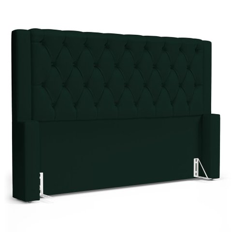 Cabeceira Atena para Cama Box Queen Size 160cm Capitonê com Frame Veludo Verde Escuro - Abmaza