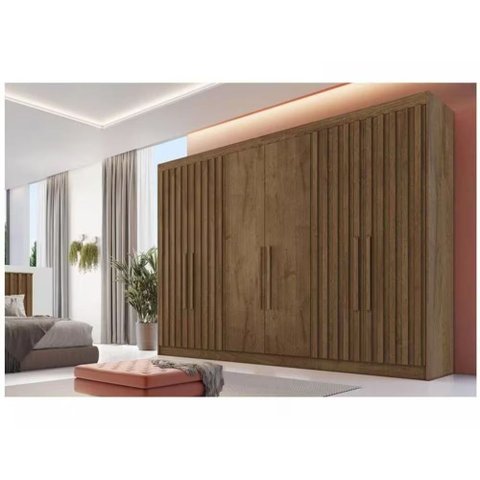 Guarda-roupa Casal 6 Portas 6 Gavetas Móveis Europa Ripado Potente Brauna - Blush