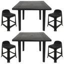Ver imagem 1 de 2 Mesas Quadradas Desmontáveis de Plástico 90cm Preta + 4 Banquetas com Encosto