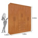 Ver imagem 2 de Guarda Roupa Casal 6 Portas 4 Gavetas Arizona s/ Espeho s/ Pés - Tcil Cinamomo