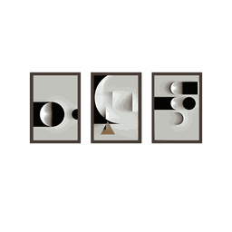 Tríptico - Quadros Decorativos Abstrato Geométrico Grande:Madeira - 1