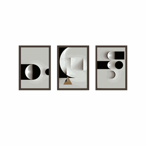 Tríptico - Quadros Decorativos Abstrato Geométrico Grande:Madeira