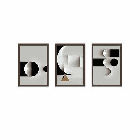 Tríptico - Quadros Decorativos Abstrato Geométrico Grande:Madeira