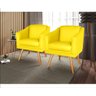 Kit 2 Poltronas para Sala Recepção Escritório Consultório Suede Amarelo - 1
